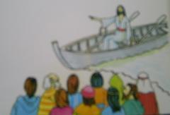Jezus preekt vanuit een bootje