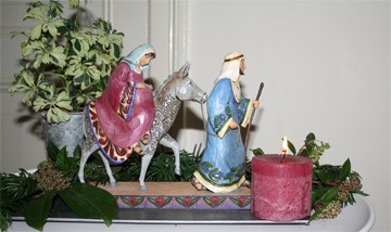 maria en jozef op weg naar Bethlehem