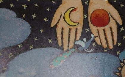 handen met maan en sterren (ook memorykaart BM)