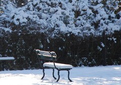 bankje in de sneeuw