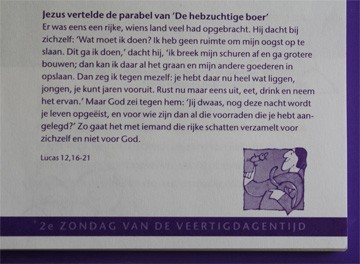 De hebzuchtige boer, 2e zondag veertig-dagenkalender