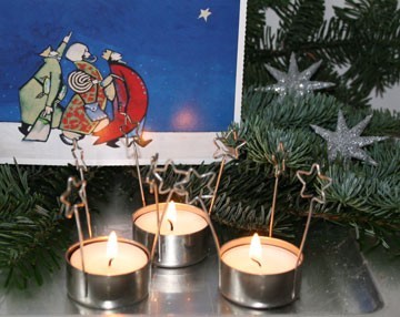 Driekoningekaart-+-sterrenlichtjes Driekoningekaart-+-sterrenlichtjes