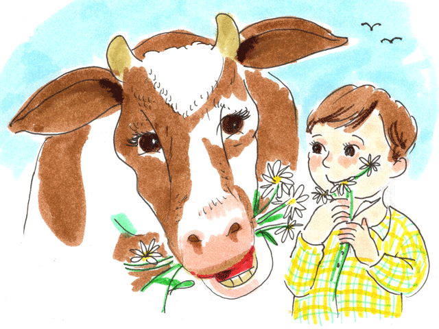 Proef de vrijheid koe bloemen eten