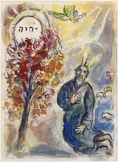 Mozes en brandende doornstruik Chagall kopie