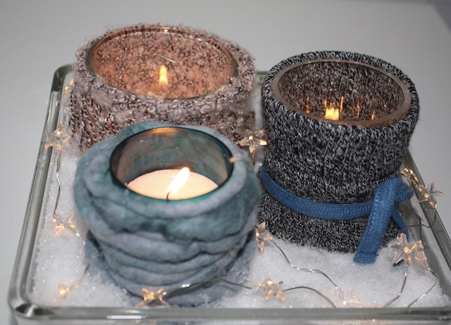 winterwarmte drie lichtjes in wintersfeer